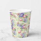 Groene Aquarel Bloemige Pastel Papieren Bekers (Voorkant)