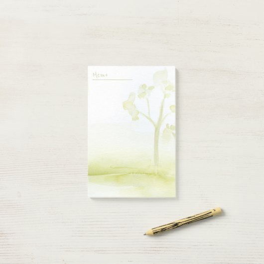 Groene aquarel bomen post-it® notes (Op bureau)