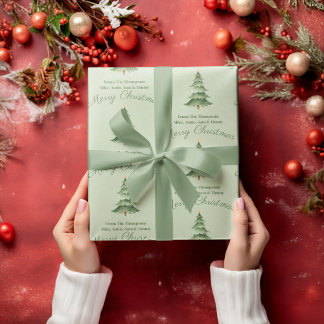 Groene Aquarel Boom Kerstmis op Maat Inpakpapier Vel