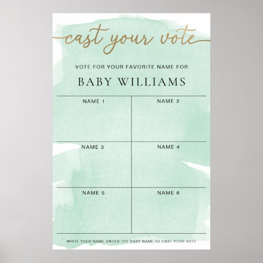 groene aquarel brengt uw stem Baby Naam stemmen Poster (Voorkant)