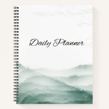 Groene Aquarel Dagelijkse Planner Omslag Spiraal