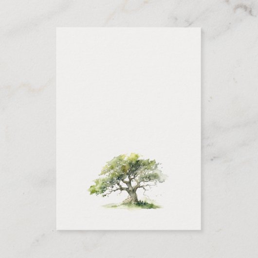 Groene Aquarel Eikenboom Boeken Voor Babyfeestje Informatiekaartje (Achterkant)