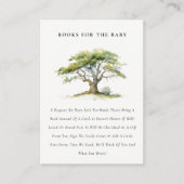 Groene Aquarel Eikenboom Boeken Voor Babyfeestje Informatiekaartje (Voorkant)