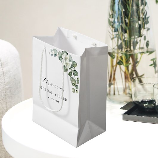 Groene Aquarel Eucalyptus Bloemachtige Bruidsdouch Medium Cadeauzakje