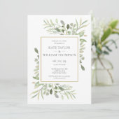 Groene aquarel foto Verloving uitnodiging (Staand voorkant)