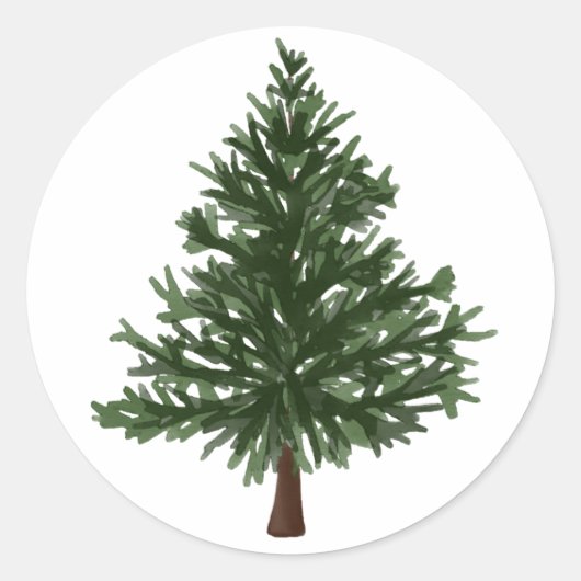 Groene Aquarel Kerst Pine Tree Sticker (Voorkant)