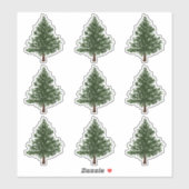 Groene Aquarel Kerst Pine Tree Stickers (Vel)