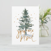Groene Aquarel Kerstboom Noel Typografie Feestdagenkaart (Staand voorkant)