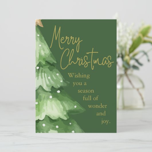 Groene Aquarel Kerstkaart (Staand voorkant)