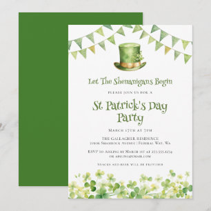 Groene Aquarel Klaver St. Patrick's Day Feest Kaart