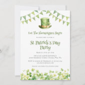 Groene Aquarel Klaver St. Patrick's Day Feest Kaart (Voorkant)