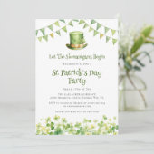 Groene Aquarel Klavertje St. Patrick's Day Feest Kaart (Staand voorkant)