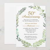 Groene Aquarel Krans 50ste Huwelijksjubileum Kaart (Voorkant / Achterkant)