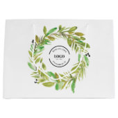 Groene Aquarel Krans Bedrijfslogo Kerstmis Groot Cadeauzakje (Voorkant)