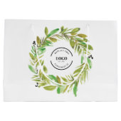 Groene Aquarel Krans Bedrijfslogo Kerstmis Groot Cadeauzakje (Achterkant)