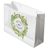 Groene Aquarel Krans Bedrijfslogo Kerstmis Groot Cadeauzakje (Voorkant Gekanteld)