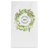 Groene Aquarel Krans Bedrijfslogo Kerstmis Klein Cadeauzakje (Achterkant)