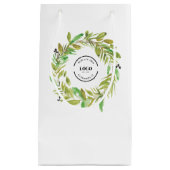 Groene Aquarel Krans Bedrijfslogo Kerstmis Klein Cadeauzakje (Voorkant)