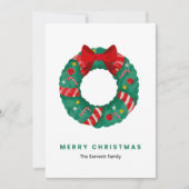 Groene Aquarel Krans Kerstkaart (Voorkant)