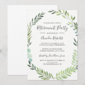 Groene Aquarel Krans Pensioenfeest Kaart (Voorkant / Achterkant)