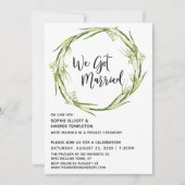 Groene Aquarel Krans We Gingen Trouwen Typografie Kaart (Voorkant)