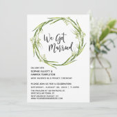 Groene Aquarel Krans We Gingen Trouwen Typografie Kaart (Staand voorkant)