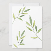 Groene Aquarel Loof Bruiloftsreceptie Kaart (Achterkant)