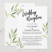 Groene Aquarel Loof Bruiloftsreceptie Kaart (Voorkant / Achterkant)