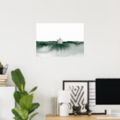 Groene Aquarel Lotus Landschaps poster (Thuiskantoor)