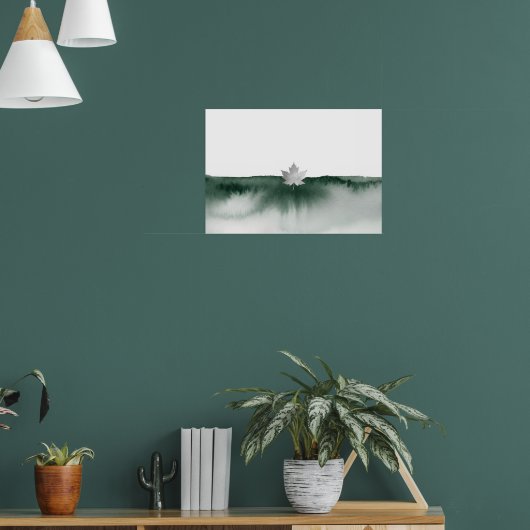 Groene Aquarel Lotus Landschaps poster (Woonkamer 1)