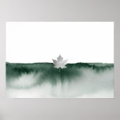 Groene Aquarel Lotus Landschaps poster (Voorkant)