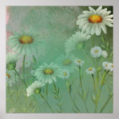 Groene Aquarel Madeliefjesbloemen Poster (Voorkant)