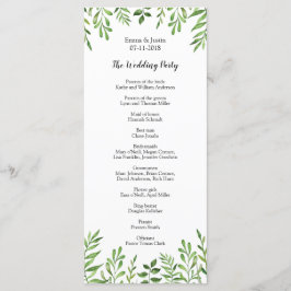 Groene Aquarel Moderne Botanische Trouw Rackcard Programmakaart