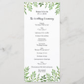 Groene Aquarel Moderne Botanische Trouw Rackcard Programmakaart (Achterkant)