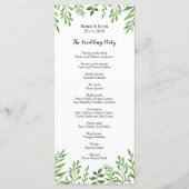 Groene Aquarel Moderne Botanische Trouw Rackcard Programmakaart (Voorkant)