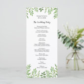 Groene Aquarel Moderne Botanische Trouwkaart Programmakaart (Staand voorkant)
