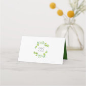 Groene Aquarel Olijftak Initialen Datum Plaatskaartje (Achterkant)