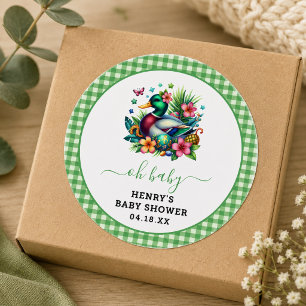 groene Aquarel One Lucky Duck Jongen 1e Verjaardag Ronde Sticker