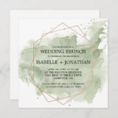 Groene Aquarel Post-Huwelijk Brunch Uitnodigingen (Voorkant / Achterkant)