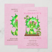Groene Aquarel Triceratops Meisje Baby Shower Kaart (Voorkant / Achterkant)