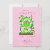 Groene Aquarel Triceratops Meisje Baby Shower Kaart (Voorkant)