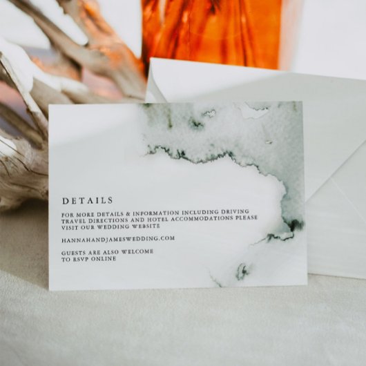 Groene Aquarel Trouwdetails Kaart