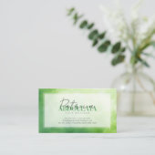Groene Aquarel Vlecht Stylist Script Typografie Visitekaartje (Staand voorkant)