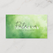 Groene Aquarel Vlecht Stylist Script Typografie Visitekaartje (Achterkant)