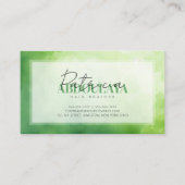 Groene Aquarel Vlecht Stylist Script Typografie Visitekaartje (Voorkant)