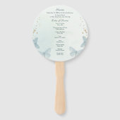 Groene Aquarel Vlinder Uitvaartdienst Handwaaier (Achterkant)