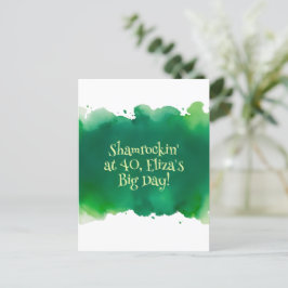 groene aquarel wash st patrick´s day verjaardag  briefkaart