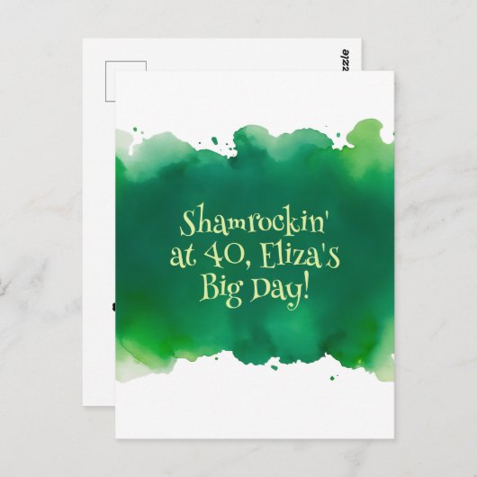 groene aquarel wash st patrick´s day verjaardag  briefkaart (Voorkant / Achterkant)