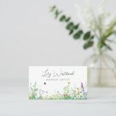 Groene Aquarel Wilde Bloem Bloemendrank Script QR- Visitekaartje (Staand voorkant)