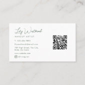 Groene Aquarel Wilde Bloem Bloemendrank Script QR- Visitekaartje (Achterkant)
